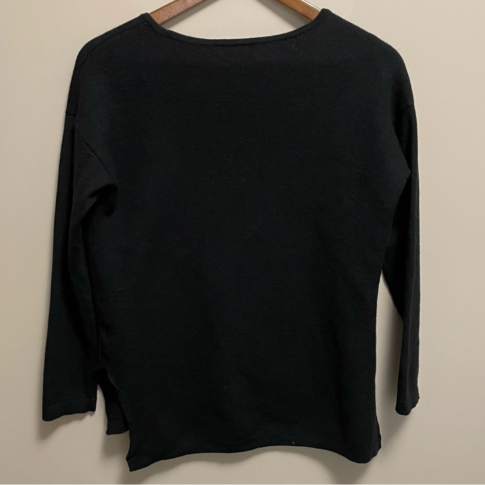 Lord & Taylor Black 100% Merino Wool Sweater Women’s Size Medium - Picture 8 of 10